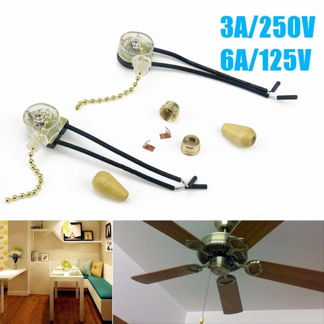 2 ON OFF Switch Pull Switch with Chain Cord Wall Light Replacement ...