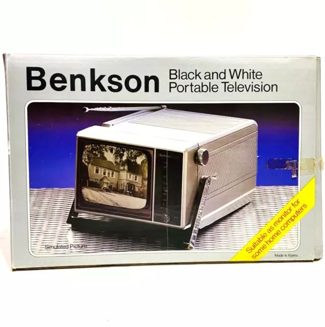 Televisore portatile Benkson 5"", sigillato, inutilizzato nuovo - c1981 con cavi di alimentazione