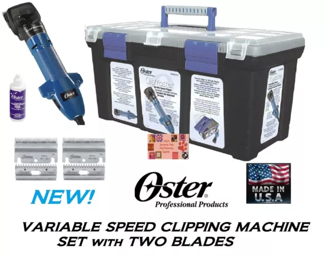 OSTER CLIPMASTER VARIABLE SPEED CLIPPER KIT-2 Blades,Oil,CASE CATTLE HORSE DOG