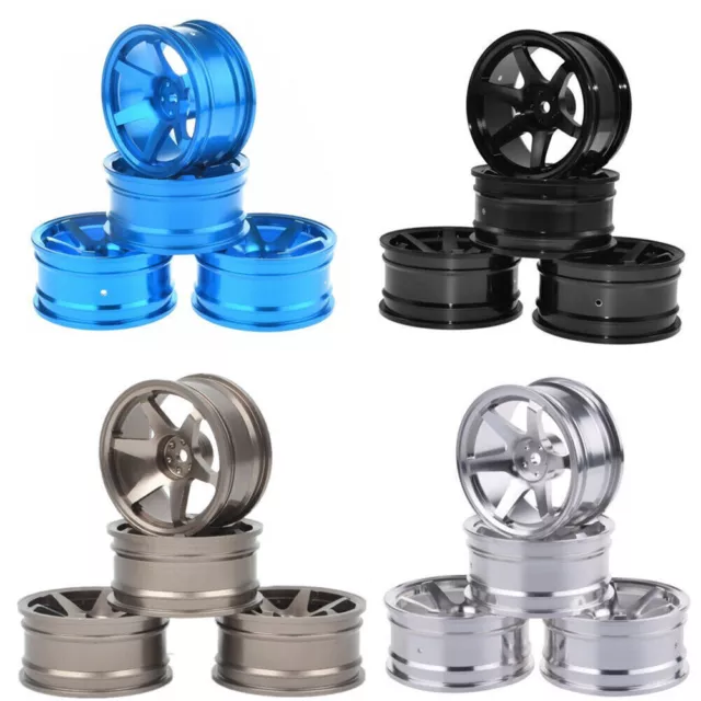 4Pcs Aluminum Wheels Hub Rims For 1/10 RC Car Tamiya TT-01 TT02 Sakura HSP HPI