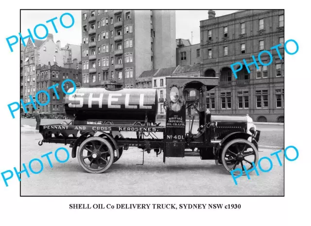 OLD LARGE PHOTO OF SHELL OIL Co TRUCK c1930 SYDNEY
