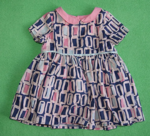 Mamas and Papas pink navy blue squares dress for a girl 3-6 months 68cm