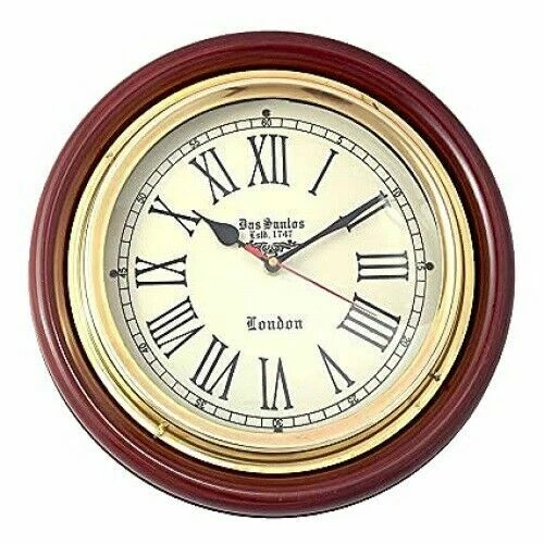 Style Antique Bois Horloge Murale (30.5cm, Marron Doré)