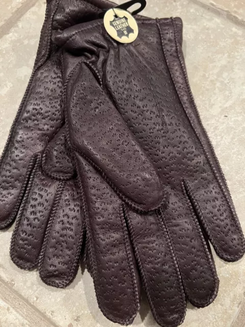 Vintage Soft Leather Dark Brown Gloves - NWT - Size M - Women's   Acrylic Lining