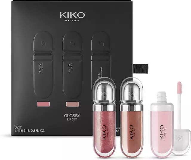 Juego de labios brillantes KIKO Milano | Juego de maquillaje: 2 brillos labiales hidratantes y 1 labio