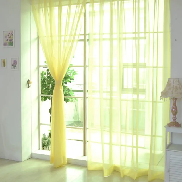 Glass Yarn Perspective Tulle Monochrome Curtains Window Door Tulle Household JA