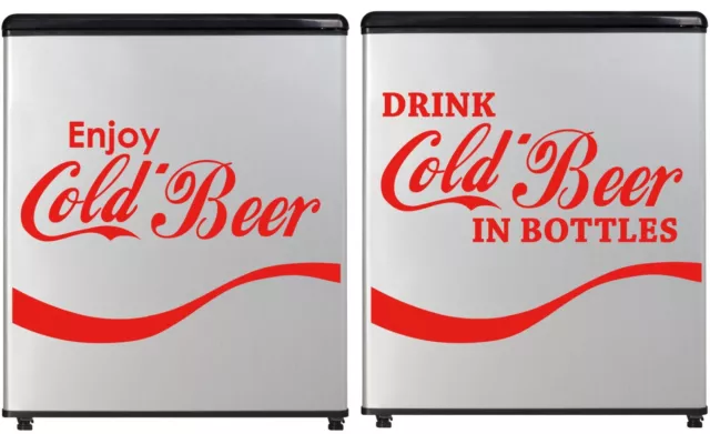 Cold Beer Decal Concession Refrigerator Bumper Sticker Drink Coca-Cola Style