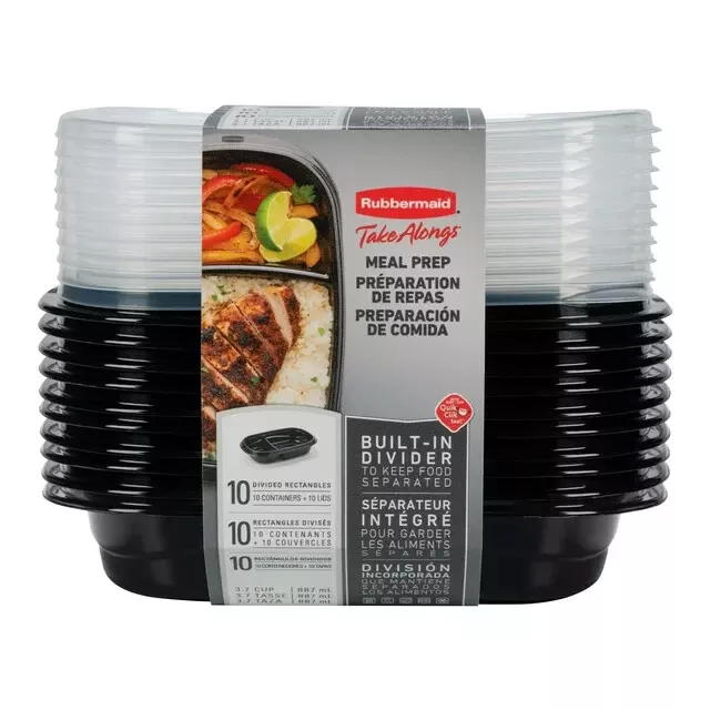 Rubbermaid Meal Prep Premier Food Storage Container, 10 Piece Set, Grey