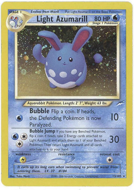Pokemon Card - Neo Destiny  13/105 - LIGHT AZUMARILL (holo-foil) *Played*
