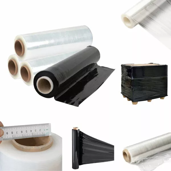 1/2/4/8 Rolls 500mmx400m 25UM BLACK CLEAR Stretch Film Pallet Wrap Carton Shrink