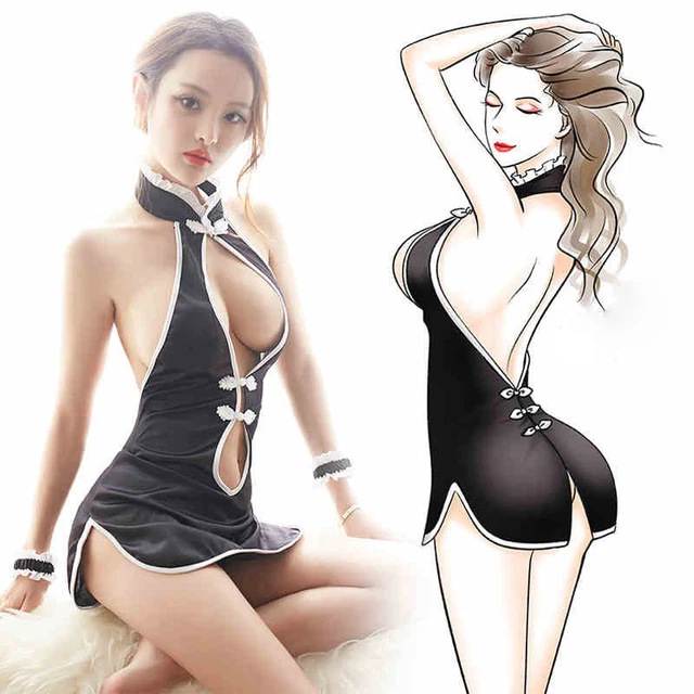 CHINESE STYLE SEXY Cheongsam Lingerie Dress Halter Backless Nightwear W  G-string $24.38