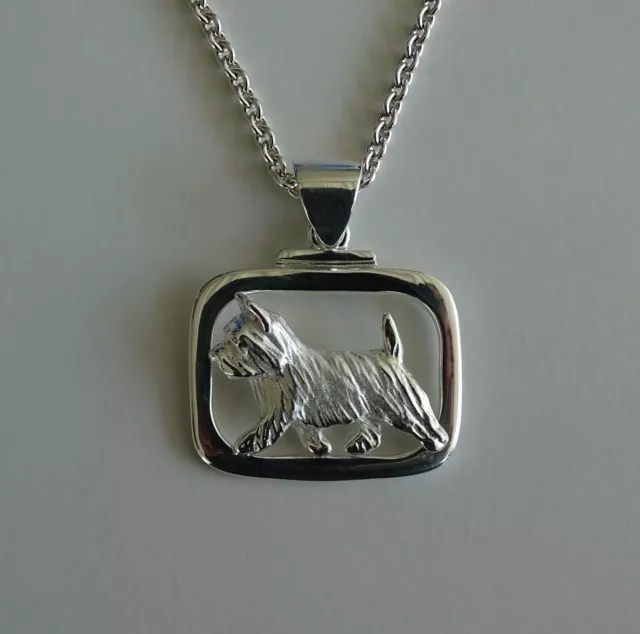 Small Sterling Silver Norwich Terrier Moving Study Pendant