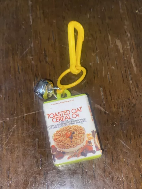 Rare Vintage 1980s Plastic Bell Charm Toasted Oat Cereal Box Charm 4 Necklace