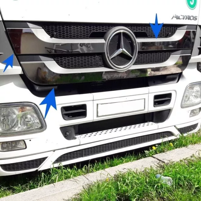 For Mercedes Actros Mp3 2008-2012 Chrome Front Grill Surround Strips Trim 3 Pcs