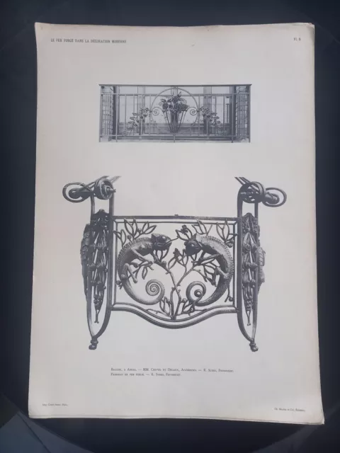 Le Forgé dans la Décoration Moderne Planche N°8 Ferronnier SUBES 1925 G Fleury