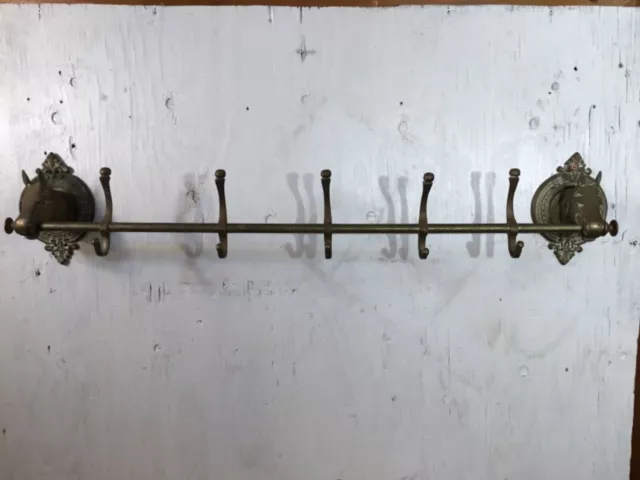 41 inch Antique Brass Horse Head Wall Mount Coat Rack 5 Hooks