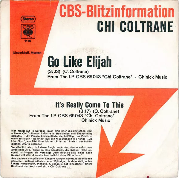 7", Single, Promo Chi Coltrane - Go Like Elijah