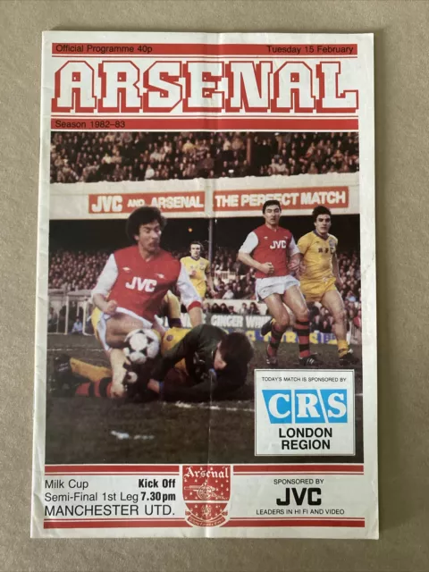 Arsenal V Manchester United 1982-83 League Cup Semi Final Programme