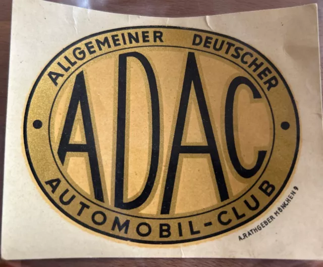 ADAC AUTOMOBIL  OLDTIMER PLAKETTE "  SELTEN RAR!  50 er Jahre Scheibenaufkleber