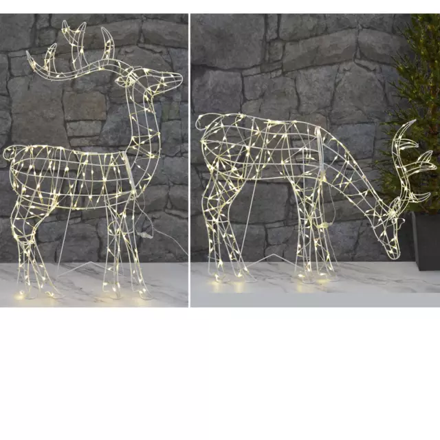 LED Reindeer Silhouette Decoration Large Outdoor Static Christmas Light White
