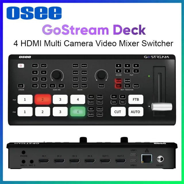 OSEE GoStream Deck HDMI Pro Live Streaming Multi Camera Video Mixer Switcher NEW