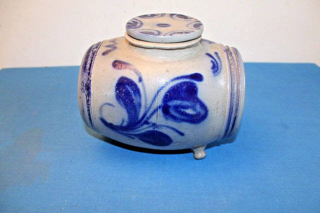 Ancien Vinaigrier Tripode En Gres Alsace Betschdorf Decor Floral Chiffre 3