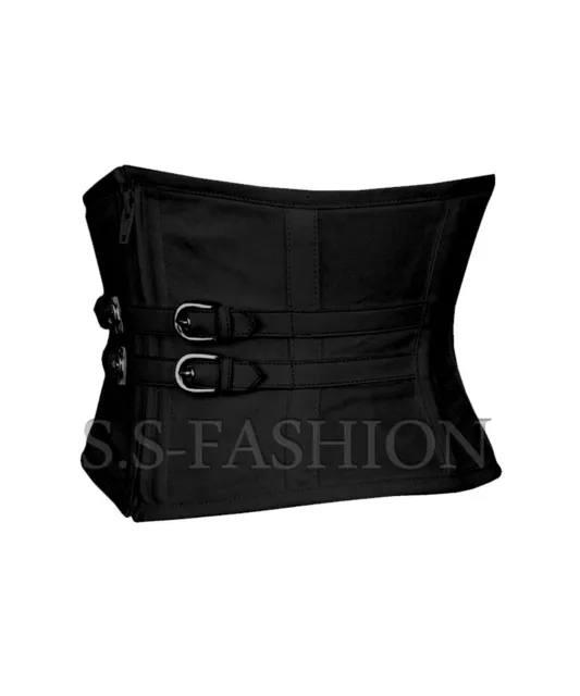 STEEL BONED BLACK PVC WAIST CINCHER - waspie underbust corset