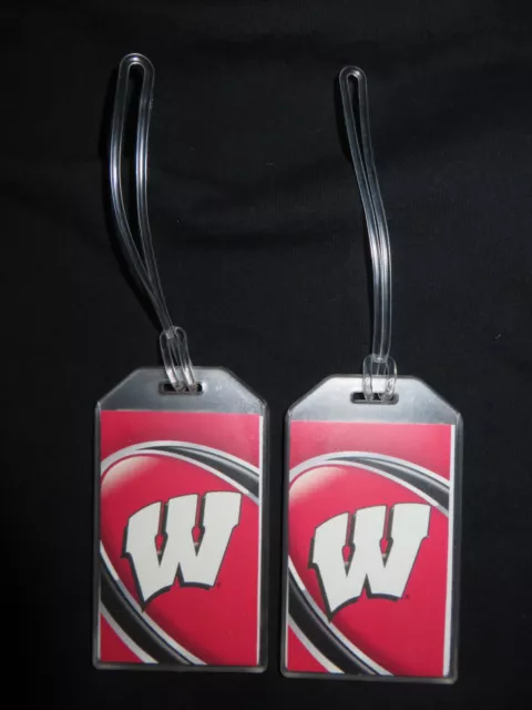 UNIVERSITY of WISCONSIN BADGERS LOGO LUGGAGE TAGS - SET OF 2 - ID NAME BAGGAGE