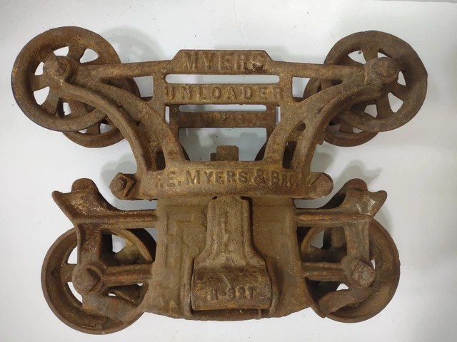 Vtg Antique Cast Iron FE Myers Bros Unloader H-240 N. 321 Farm Pulley Hay Trolly