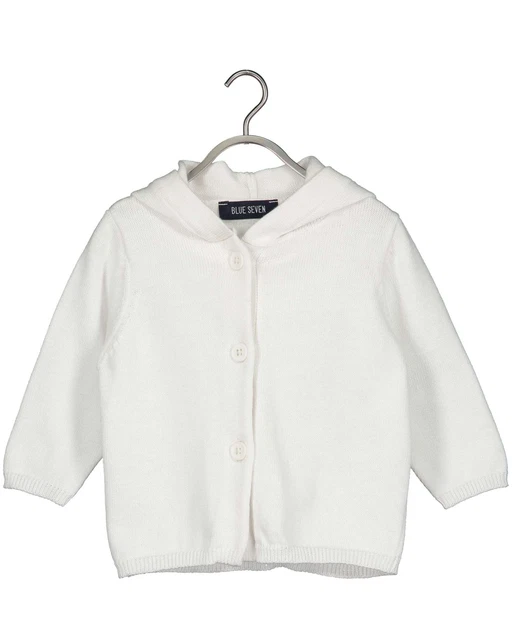 Blue Seven Cardigan Bambina Con Cappuccio Coprispalle Neonata In Cotone Bianco