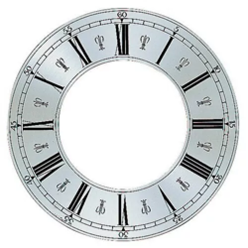 Spun Silver Replacement Clock Zone Dial 10 inches 254mm Roman Numerals - CZ30