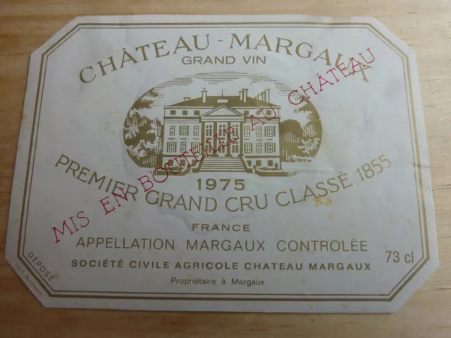 étiquette vin chateau Margaux 1975 1er grand cru classé wine label wein etikett