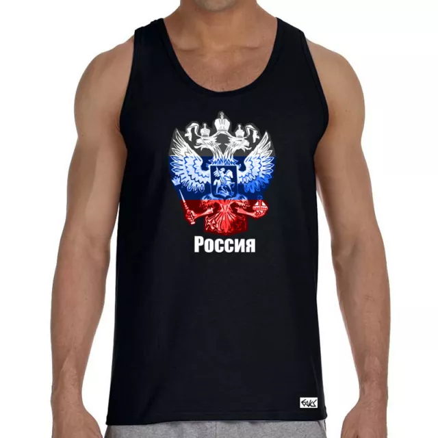 EAKS® Herren Tank Top "Russland" Wappen Russia Flagge Fahne Sport Muskelshirt