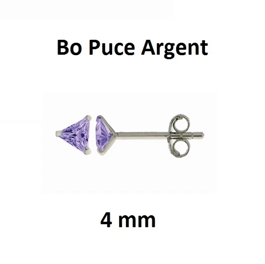 Boucles d'oreille argent puce clou cube cristal BO1-0071