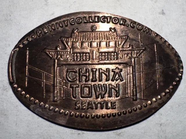 China Town Seattle Souvenir Flat USA $ Elongated Coin Smashed 1C Penny Collector