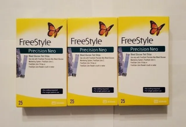 New Retail FreeStyle Precision Neo Diabetic Test Strips 75 Ct Exp 10/24 & 01/25