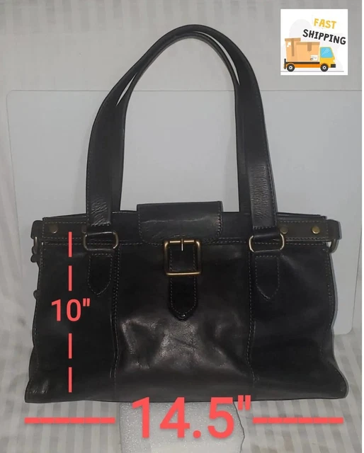 Fossil Vintage Revival Black Satchel Flap Leather Lagenlook Classic Bag Fossil Vintage Revival Black Satchel Flap Leather Lagenlook Classic Bag