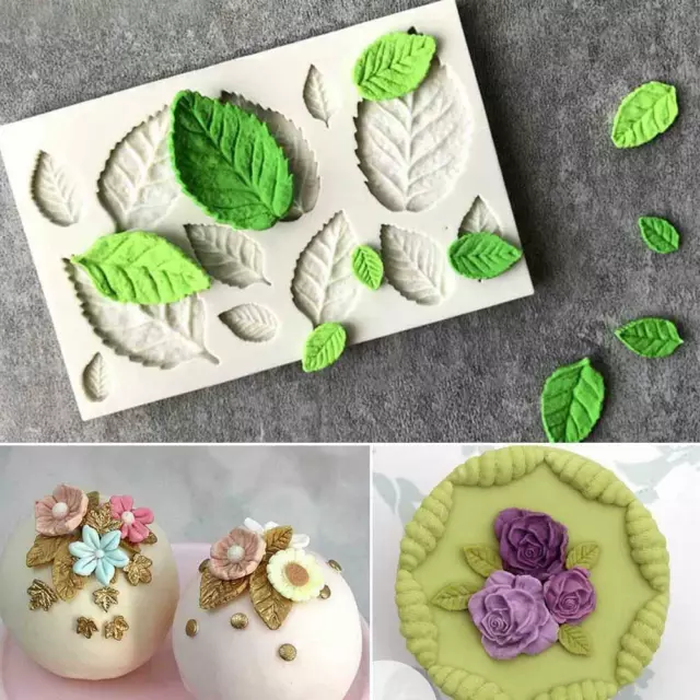 Silicone Rose Leaves Embellisment Fondant Mould Cake Decor Sugar Chocolate Mold