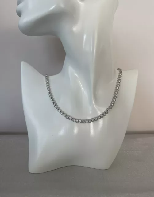 Pierre Lang Tenniskette Kette Silber RH Zirkonia Tennis Collier HM 42 cm Smile