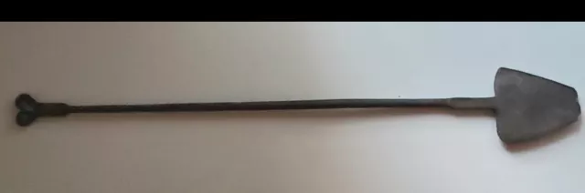 Antique Wrought Iron Fireplace Hearth Peel Spatula Rams Head Handle