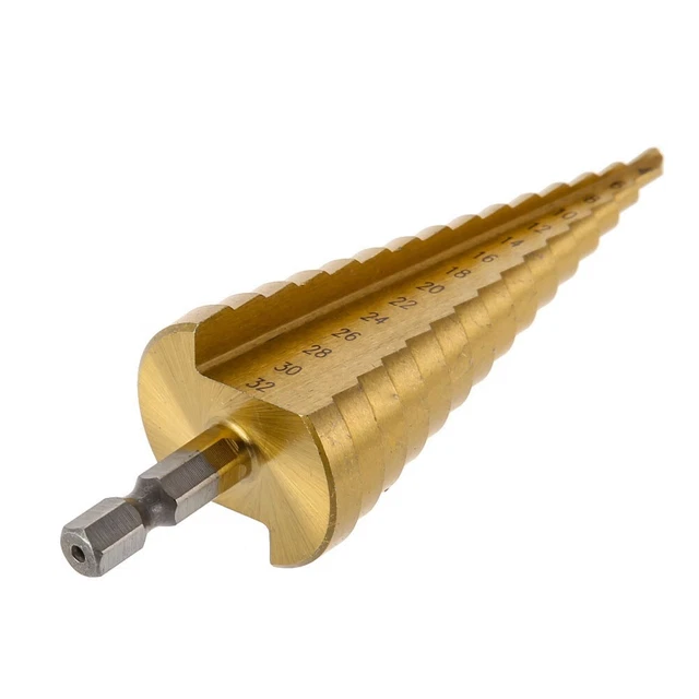 Ars Trou Couteau Métal Step drill bit Titane Revêtu Outil Doré Utile 4-32mm