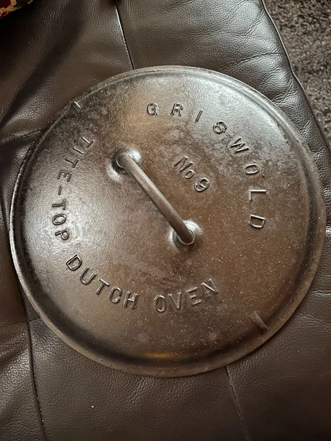 "Fully Restored" GRISWOLD #9 Cast Iron Skillet Pan Lid Large Logo Seasoned