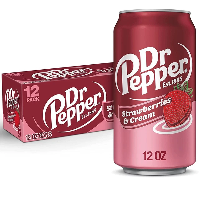 Dr Pepper Strawberry and Cream Soda - 12 Fl Oz Cans - (Regular) | 12 Pack