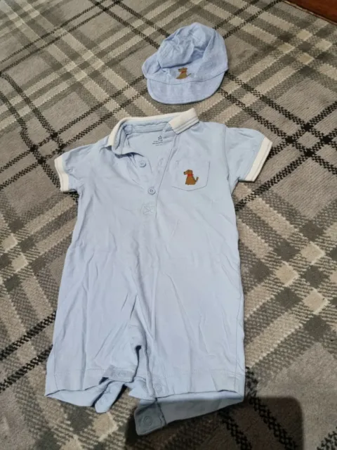 Boys NEXT Summer Romper aged 9 to 12 months (with hat aged 6 to 12 months).