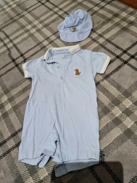 Boys NEXT Summer Romper aged 9 to 12 months (with hat aged 6 to 12 months).
