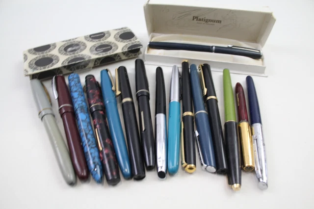 Branded Fountain Pens Inc Vintage Platignum Osmiroid Steel Nibs Etc x 16 Branded Fountain Pens Inc Vintage Platignum Osmiroid Steel Nibs Etc x 16