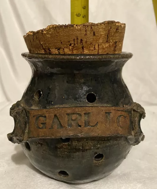 Vintage Artisan  Garlic Jar. Signed. One of its kind.