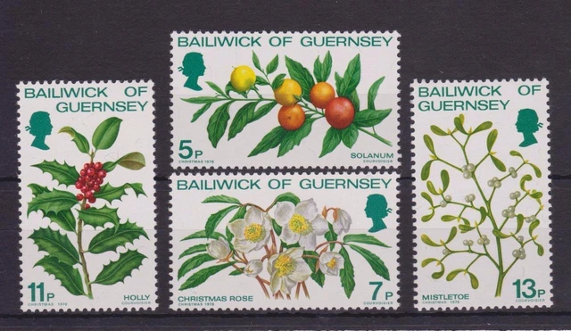 Sg 173-176 Guernsey 1978 Christmas Plants Stamp Set Mnh