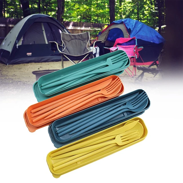 Juego de cubiertos de viaje duraderos y prácticos palillos de cuchara 19 cm de largo paquete de 4