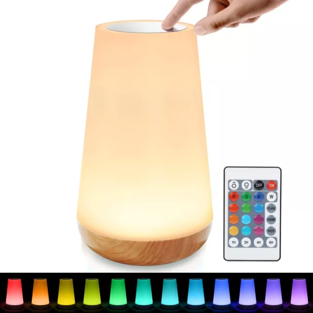 LED Nachttischlampe mit Farbwechsel, Dimmer Touch Funktion Stimmung Nachtlampe.